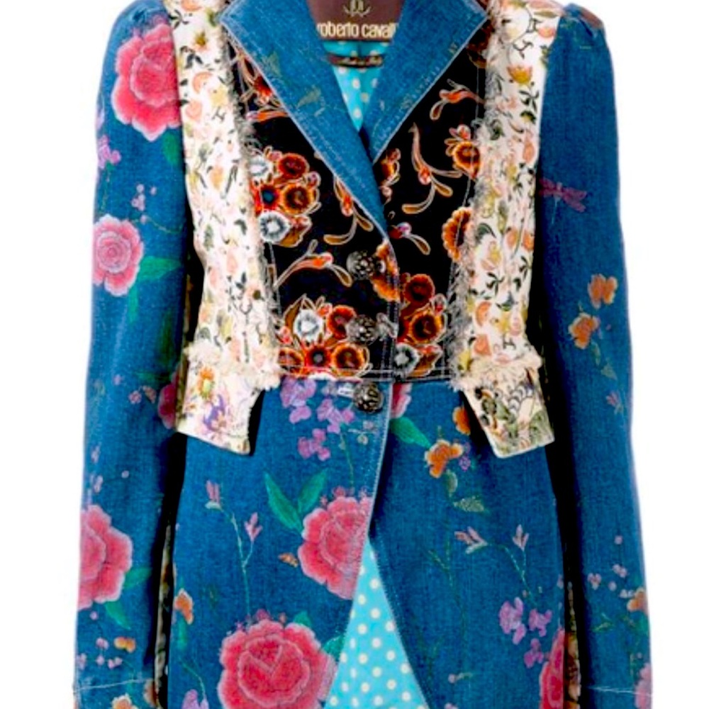 Roberto Cavalli Patchwork Denim Jacket - image 1